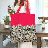 "Money Bag" Luxury Dollar Print Tote Bag - Premium Red Gift Tote for Women & Men, Perfect for Birthday, Christmas, Valentine’s Day, Mother’s Day, Father’s Day, Thanksgiving, Anniversary & Corporate Gifts - Fashionable & Functional Present Idea