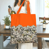 "Money Bag" Vibrant Orange Dollar Print Tote Bag - Premium Gift Tote for Her & Him, Perfect with Flowers or Wine for Birthday, Christmas, Anniversary, Mother’s Day, Valentine’s Gifts - Ideal for Outdoor Adventures & Cozy Celebrations