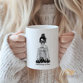 'Everything is Fine' Skeleton Mug - Dark Humor Coffee Cup for Anxiety Warriors - Funny Mental Health Awareness Gift - Sarcastic Survival Mug for Overthinkers & Stressed Out Souls