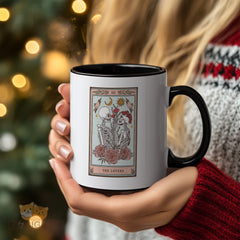 "Tarot Card The Lovers Mug - Skeleton Gothic Mystical Coffee Cup for Tarot Enthusiasts, Couples, Halloween Gift Idea in North America & Europe"