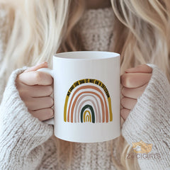 "Boho Rainbow 'My Love For You Is Not On A Spectrum' Mug - Heartfelt Coffee Cup for Expressing Unconditional Love, Gift Idea for Birthdays, Anniversaries, Family in North America & Europe"