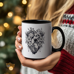 "Gothic Anatomical Heart & Floral Mug - Dark Art Coffee Cup for Tattoo Enthusiasts, Gothic Style Lovers, Gift Idea for Birthdays, Halloween in North America & Europe"