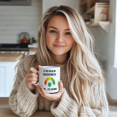 "Funny Sarcastic Giveashitometer Mug - 'Let Me Check My Giveashitometer' Humorous Coffee Cup for Sarcasm Lovers, Sassy Gift Idea for Birthdays, Christmas, Office Humor in North America & Europe"