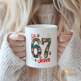 "Six 67 Seven" Christmas Mug with Festive Santa & Snowflakes - Personalized Heartwarming Gift for Christmas, Birthday, Valentine's, Anniversary, Friends, Couples, Family - Cozy Coffee Tea Cup for Home & Office