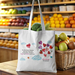 "The Very Hungry Caterpillar" Heart Balloon Tote Bag - Cute & Spacious Canvas Gift for Mom, Dad, Valentine, Friends, Colleagues, Birthday, Christmas, Thanksgiving, Mother's Day, Father's Day
