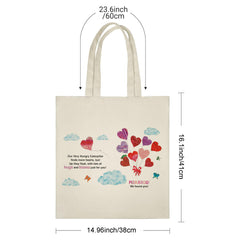 "The Very Hungry Caterpillar" Heart Balloon Tote Bag - Cute & Spacious Canvas Gift for Mom, Dad, Valentine, Friends, Colleagues, Birthday, Christmas, Thanksgiving, Mother's Day, Father's Day