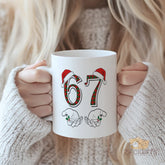 67 Number Christmas Mug with Santa Hat - Heartwarming Festive Gift for Mom, Dad, Grandparents, Wife, Husband, Friends - Meaningful 67th Birthday, Anniversary, Christmas Coffee Cup Gift for Special Memories