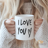 I LOVE YOU Mug - Classic Black & White Ceramic Coffee Cup with Heart, Perfect Valentine's Day, Anniversary, Wedding Gift for Wife, Husband, Girlfriend, Boyfriend, Couples, Also Ideal as Birthday, Christmas, Mother's Day Gift