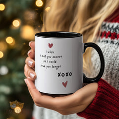 “I Wish I Met You Sooner” Mug with Red Hearts & XOXO - Romantic & Sentimental Gift for Valentine’s Day, Anniversary, Wedding, Engagement, Birthday, Christmas for Her, Him, Wife, Husband, Girlfriend, Boyfriend