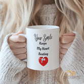 Your Smile Keeps My Heart Beating Mug - Cute Red Heart with Tongue Design, Adorable Romantic Gift for Her/Him, Boyfriend, Girlfriend, Valentine's Day, Christmas, Anniversary, Birthday.
