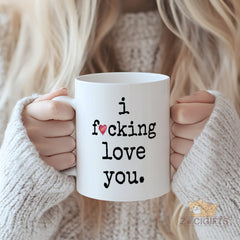 Expressive "I F***ing Love You" Ceramic Mug with Red Heart Design - Humorous and Heartwarming Gift for Valentine's Day, Anniversary, Birthday, Christmas, Thanksgiving, Father's Day, Mother's Day, and All Special Occasions