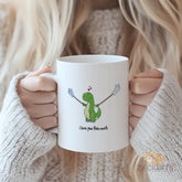 Cute Dinosaur "I Love You This Much" Mug - Ceramic Gift for Valentine's Day, Anniversary, Birthday, Christmas, Mother's Day, Father's Day, Thanksgiving - Perfect for Boyfriend, Girlfriend, Kids, Friends, Family, Him, Her, Adults