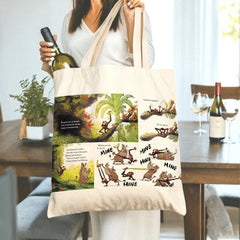 "Grumpy Monkey" Story Tote Bag: Funny Banana Chase Cartoon - Perfect Gift for Book Lovers, Friends, Partner, Colleagues for Birthday & Christmas