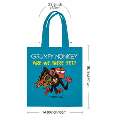 Grumpy Monkey "Are We There Yet?" Tote Bag - Perfect Funny Gifts for Travel, Birthday, Christmas, Valentine's for Her, Him, Friends, Coworkers & Parents