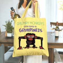 Grumpy Monkey's Little Book of Grumpiness Tote Bag - Perfect Gift for Friends, Coworkers, Family, Birthday, Christmas & Self-Care