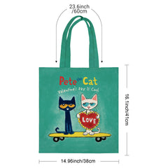 Pete the Cat "Valentine's Day Is Cool" Tote Bag - Cute Cartoon Gift for Valentine's, Birthday, Christmas, Friends, Kids, Teachers, Him, Her & Cat Lovers