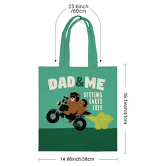 Funny 'Dad & Me' Motorcycle Tote Bag - Setting Farts Free Humor Gift for Father's Day, Birthday, Christmas for Dad, Son, Best Dad Ever Gifts