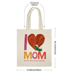 Heartwarming I Love Mom Tote Bag with The Very Hungry Caterpillar - Perfect Gift for Mom, Mother's Day, Birthday, Christmas & More - Cute, Spacious & Thoughtful Present