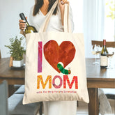 Heartwarming I Love Mom Tote Bag with The Very Hungry Caterpillar - Perfect Gift for Mom, Mother's Day, Birthday, Christmas & More - Cute, Spacious & Thoughtful Present