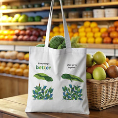 "Everything‘s Better Together" Tote Bag - Cute Animal & Plant Canvas Bag, Perfect Sentimental Gift for Best Friend, Sister, Couples, Mom & Dad | Ideal for Birthday, Christmas, Valentine‘s Day & Everyday Carry