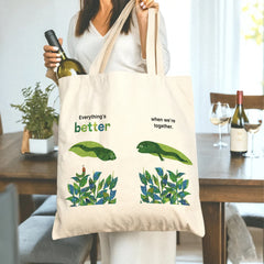 "Everything‘s Better Together" Tote Bag - Cute Animal & Plant Canvas Bag, Perfect Sentimental Gift for Best Friend, Sister, Couples, Mom & Dad | Ideal for Birthday, Christmas, Valentine‘s Day & Everyday Carry