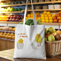 “we’re best friends.” Chick & Caterpillar Tote Bag - Adorable Friendship Gift for Bestie, Sister, Daughter, Bridesmaid | Perfect Galentine‘s Day, Friendship Day, Birthday, Graduation Gift | Cute Canvas Tote