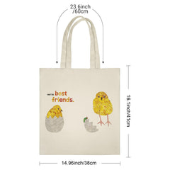 “we’re best friends.” Chick & Caterpillar Tote Bag - Adorable Friendship Gift for Bestie, Sister, Daughter, Bridesmaid | Perfect Galentine‘s Day, Friendship Day, Birthday, Graduation Gift | Cute Canvas Tote