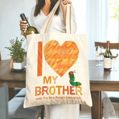 Heartfelt "I Love My Brother" Tote Bag with The Very Hungry Caterpillar - Perfect Gift for Siblings, Friends, Family & Loved Ones on Birthdays, Valentine's Day, Christmas & Holidays
