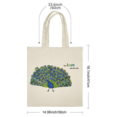“You Love Me For Me” Peacock Tote Bag with Caterpillar - Unique Meaningful Gift for Her, Friends, Family, Partner on Valentine‘s, Birthday, Christmas, Thanksgiving