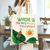 The Very Hungry Caterpillar “WHERE IS” Tote Bag - Nostalgic & Whimsical Gift for Book Lovers, Mom, Friends, Kids on Birthday, Christmas, Baby Shower, Mother’s Day