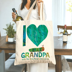 "I Love Grandpa Tote Bag with The Very Hungry Caterpillar – Thoughtful Gift for Grandparents, Father’s Day, Birthday, Christmas & More | Cute Keepsake for Family & Friends"