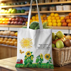Hooray It‘s Summer Tote Bag - Cheerful Gift for Mom, Grandma, Teacher, Birthday, Mother’s Day, Easter & Summer Holidays | Cute Sunflower Design