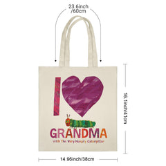 I Love Grandma Tote Bag with The Very Hungry Caterpillar - Heartwarming Gift for Grandma, Mother’s Day, Birthday, Christmas, or Any Special Occasion