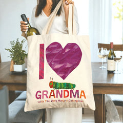 I Love Grandma Tote Bag with The Very Hungry Caterpillar - Heartwarming Gift for Grandma, Mother’s Day, Birthday, Christmas, or Any Special Occasion