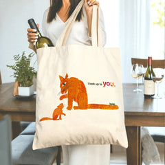 Heartfelt "I Look Up to You" Cat Tote Bag - Perfect Appreciation Gift for Mom, Dad, Teacher, Mentor, Friend, Her on Birthday, Christmas & Mother’s Day