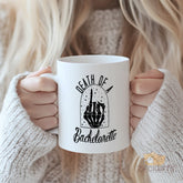 Death of a Bachelorette Skeleton Hand Middle Finger Mug - Unique Bachelorette Party Gift for Her, Funny and Quirky Novelty Coffee Cup