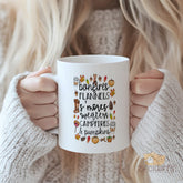 Fall - themed Mug | Bonfires, Flannels, S'mores & Pumpkins Design | Cozy Season Gift for Her & Him | Ceramic Coffee Mug for Autumn Lovers