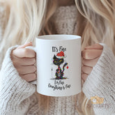 Funny Christmas Cat Mug - "It's Fine I'm Fine Everything is Fine" Novelty Coffee Cup, Perfect Christmas Gift for Cat Lovers and Humor - Enthusiasts