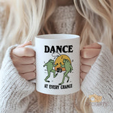 "Dance at Every Chance" Frog Mug - Joyful Music Themed Coffee Cup Gift for Dance Lovers, Musicians, Best Friends, Sisters, Holiday & Birthday Presents, Fun Ceramic Tea Mug with Inspirational Quote