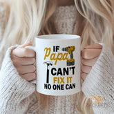 "If Papa Can't Fix It No One Can" Funny Tool Mug - Perfect Gift for Dad, Father, Grandpa, Handyman on Father's Day, Birthday, Christmas, Retirement with Drill & Hammer Design