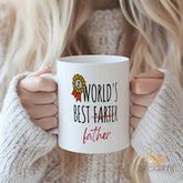 Funny Dad Mug "World's Best Farter (I Mean Father)" with #1 Medal Design - Hilarious Gift for Father's Day, Birthday, Christmas, Retirement from Kids, Family, White Ceramic Coffee Cup with Black Handle