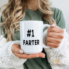 #1 FARTER Mug - Funny & Quirky Gift for Men, Dad, Husband, Friends | Hilarious Birthday, Father's Day, Christmas Gag Gift | White Ceramic Novelty Cup with Bold Text
