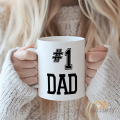 "#1 DAD" Mug - Premium Gift for Father, New Dad, Grandpa from Daughter, Son, Wife | Perfect for Father's Day, Birthday, Christmas, Anniversary, Valentine's Day | Thoughtful Present by ZIGIGIFTS | White Ceramic Coffee Cup with Heartfelt Message