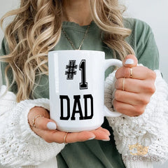 "#1 DAD" Mug - Premium Gift for Father, New Dad, Grandpa from Daughter, Son, Wife | Perfect for Father's Day, Birthday, Christmas, Anniversary, Valentine's Day | Thoughtful Present by ZIGIGIFTS | White Ceramic Coffee Cup with Heartfelt Message