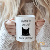 Funny Cat Dad Mug - "Happy Father's Day Human Servant" Coffee Cup with "Your Tiny Furry Overlord" Pet Humor Design | Purrfect Gift for Cat Lovers & Fathers on Father's Day, Birthday, Christmas | From Daughter, Son, Wife, Family | Novelty Ceramic Mug