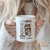 To My Wife Mug - Romantic "My Queen Forever" Mug for Wife, Perfect for Anniversary, Valentine's Day, Birthday, Christmas, Mother's Day | Touching Gift from Husband with "Grumpy Old Husband" Message & Cute Couple Design