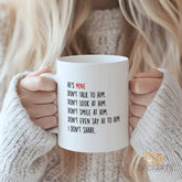 Funny "He's Mine" Boyfriend Mug - Don't Talk to Him Novelty Gift for Girlfriend to Give Boyfriend, Couples Valentines Day Gift, Christmas, Anniversary, Birthday Present for Him, Cute & Possessive Coffee Cup