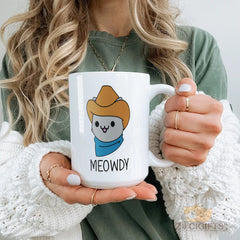 MEOWDY Cowboy Cat Mug - Cute Cat with Cowboy Hat & Scarf Fun Coffee Mug, Unique Gift for Cat Lovers, Cowgirl, Christmas, Birthday, Thanksgiving, Secret Santa, Stocking Stuffer, Gifts for Her, Sister, Friend, Wife, Coworker