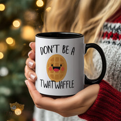 Unique Don't Be a Twatwaffle Insulated Coffee Mug, Funny Sarcastic Gift for Friends, Coworkers, Dad, Mom, Holiday Secret Santa, White Ceramic Cup with Waffle Design, Zigifits Novelty Gift