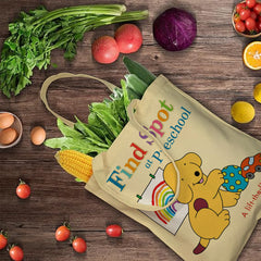 "Find Spot at Preschool" Lift-the-Flap Book Inspired Tote Bag - Cute Puppy & Rainbow Design, Perfect Sentimental Gift for Birthdays, Christmas, Mother's Day & Book Lovers